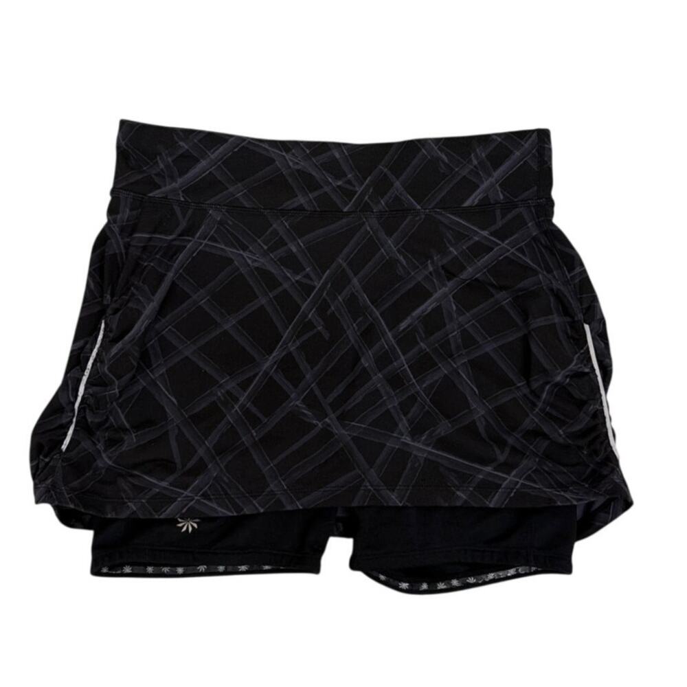 Athleta Skort Black Athletic Active Ruched Athleisure Skirt Size Medium